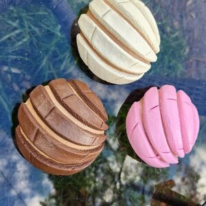 Set of Three Leather Brooches in Brown, Cream, and Pink